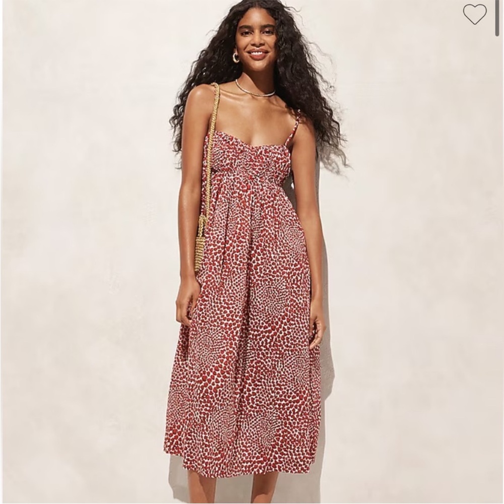 J.Crew Empire-waist midi dress, strawberry swirl print Size M